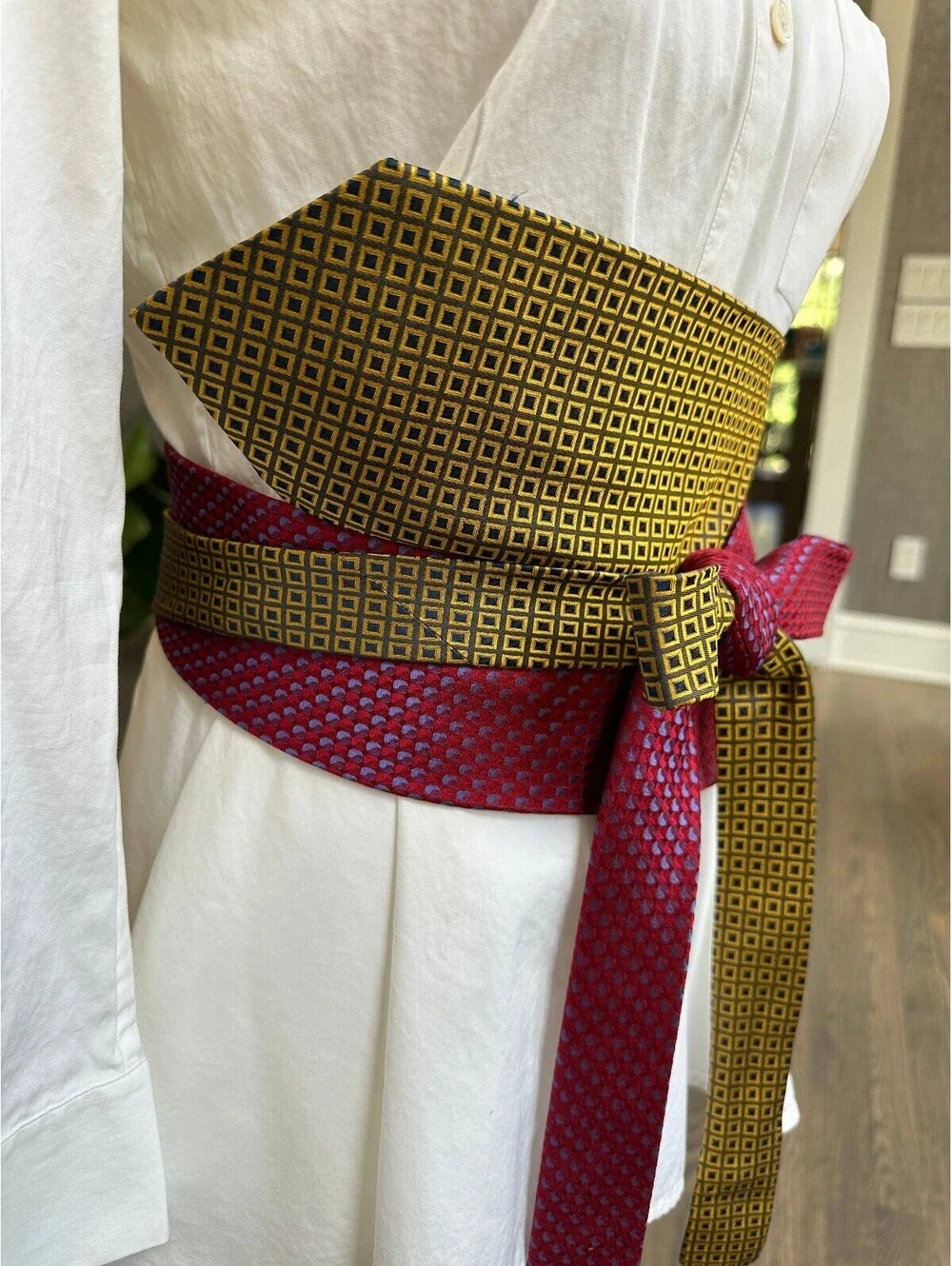 Upcycled Silk Necktie Obi Belt | Handmade Corset Style Belt | One-of-a-Kind | OS